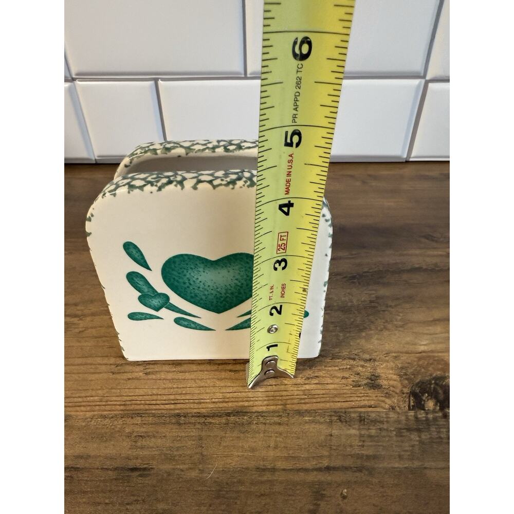 VTG Salt Pepper Shakers Napkin Holder Country Green Heart Sponge‎ Painted - Picture 10 of 13